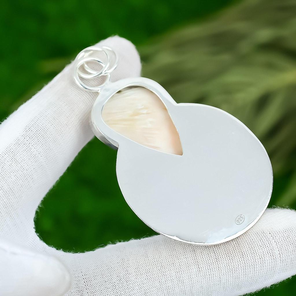 Стильный кулон из сколецита в серебре 925 пробы, годовщина, безель, мать, ар-деко, новые ювелирные изделия