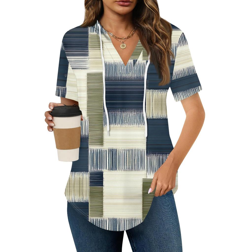 Женские летние футболки с V-образным вырезом, толстовки с коротким рукавом, туники, повседневные свободные туники, толстовки