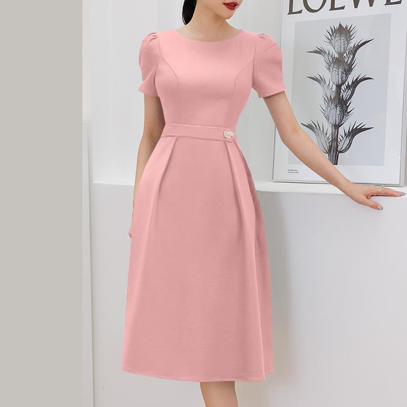 ZANZEA Женское повседневное летнее платье с круглым вырезом и коротким рукавом