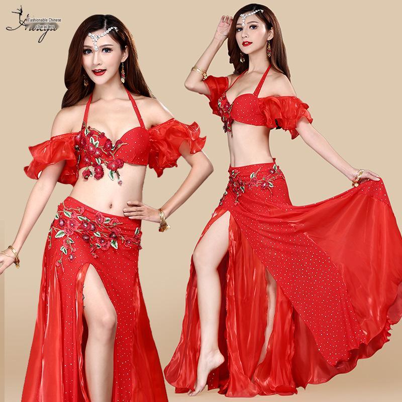 Новый комплект для танца живота Huayu Dance: бюстгальтер и костюм с бисером для женщин - коллекция весна/лето