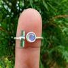 925 Sterling Silver Rainbow Moonstone Green Tourmaline Gemstone Ring  Christmas