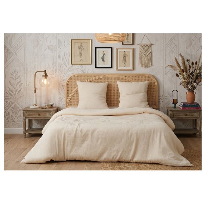 Parure de lit en gaze de microfibre 220 x 240 cm Uni ecru