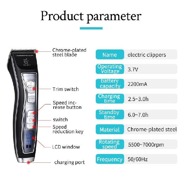 Fenice Electrical Pet Clipper Machine Grooming Kit Rechargeable Pet Cat Dog Hair Trimmer Shaver Set Animals Hair Cutting