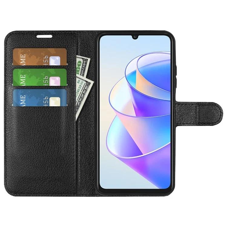 Для Honor X7a 4G чехол-кошелек-подставка из искусственной кожи с текстурой личи и защитой от царапин чехол для телефона