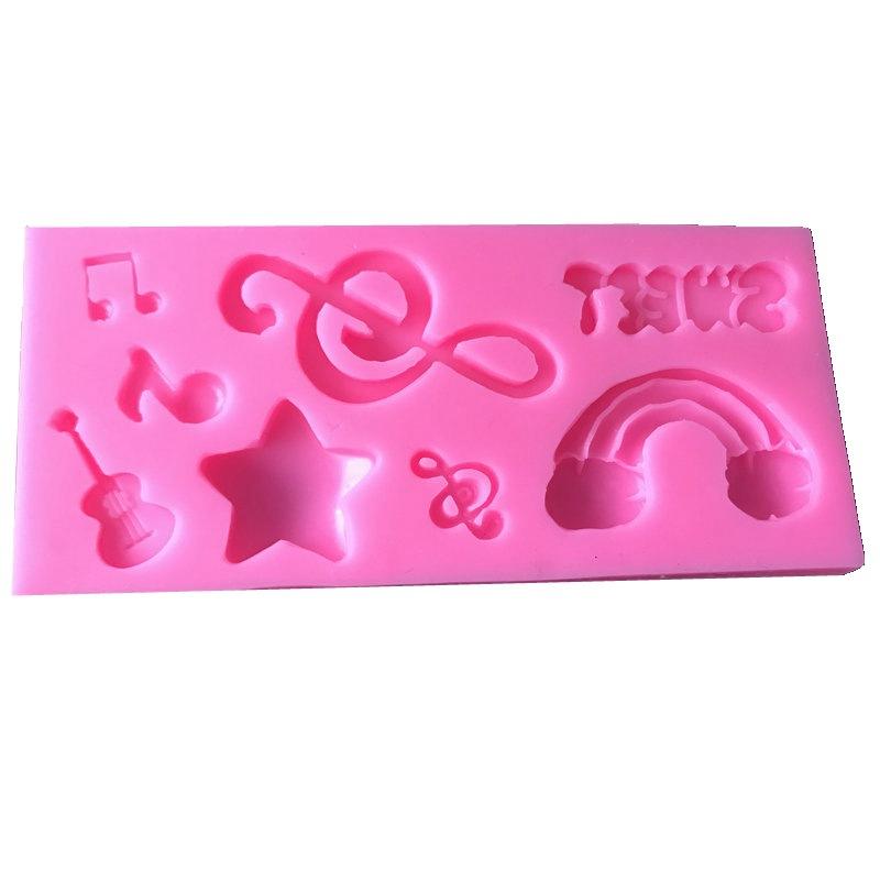 Musical Instrument Notes Baking Silicone Mold Headphone Radio Guitar Violin Fondant Chocolate Mould DIY Decor Baking Tools