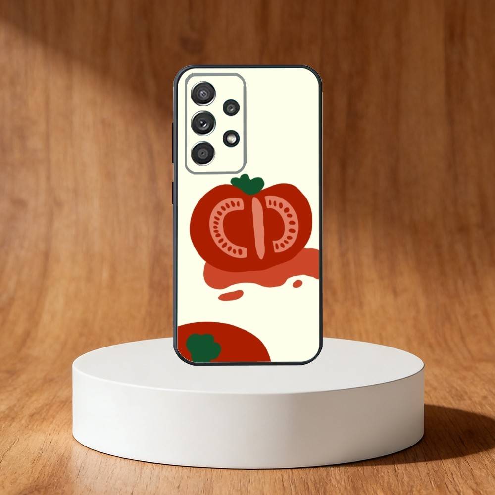 Ins cute Tomatoes Phone Case For Samsung S25,S24,S21,S22,S23,S30,Ultra,S20,Plus,Fe,Note,10,9,5G Black Cover
