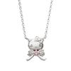 White Clover Necklace Hello Kitty 50th Anniversary Sanrio Characters Silver 925 Cubic Zirconia Ribbon "DOLLY MIX" SAKT50-N003RD