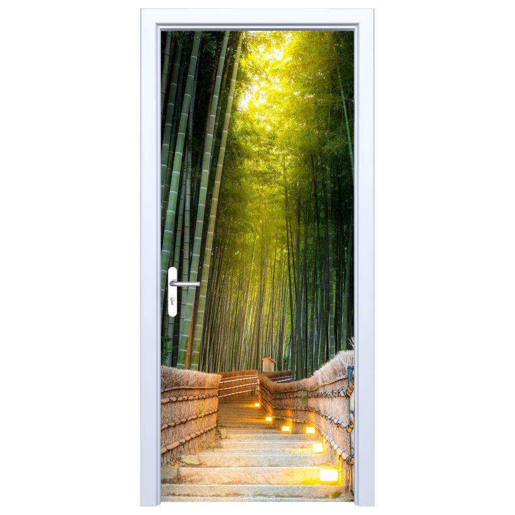 Bamboo Forest Path Fabric Door Sticker 545PD