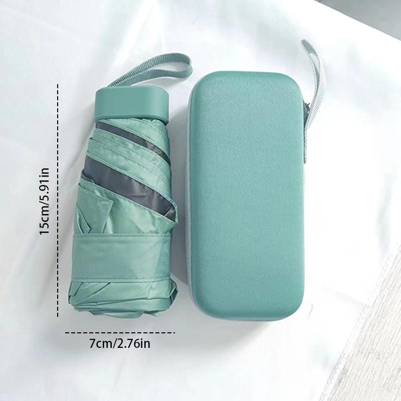 Мини-зонт от солнца, зонт с 6 костями для солнечных и дождливых дней, удобный для путешествий на открытом воздухе и зонт с карманом для хранения