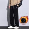 "2024 Men's and Boys' Warm Velvet Straight Pants: Casual Autumn/Winter Sport Trousers"