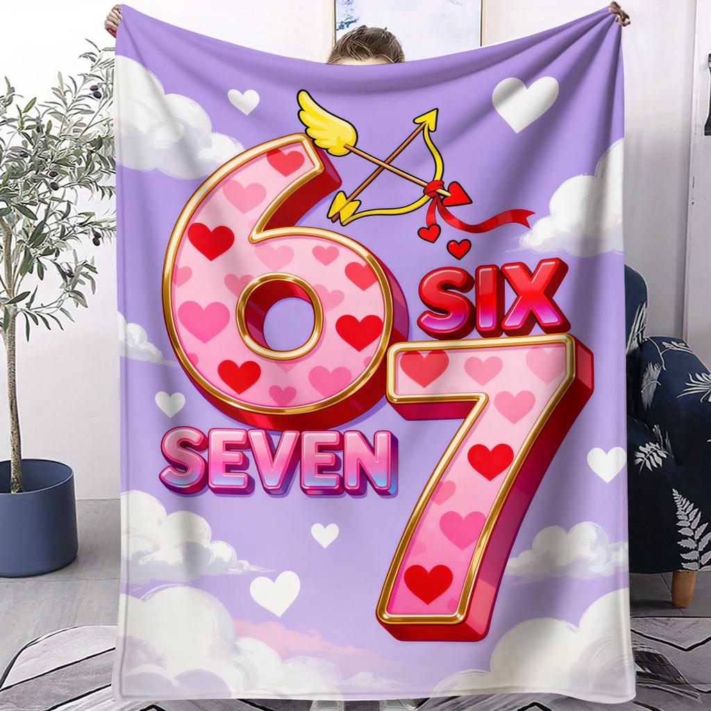 67 Six Seven Element pattern Flannel printed blanket suitable for all seasons suitable for living room office sofa and travel