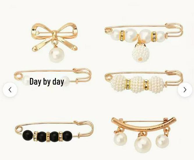 Брошь-булавка с имитацией жемчуга и стразами для подчеркивания талии, Защитная булавка от открывания, Прямая вставляемая булавка.