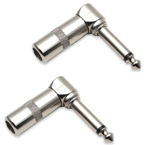 Набор из 2 штекеров 6,35 мм под прямым углом L-образной формы, 90-градусный разъем, гитарный штекер, стандартный телефонный штекер на моно стандартный телефонный штекер, для усилителя для наушников