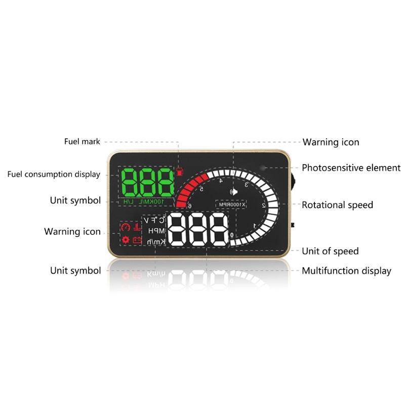 Спидометр HUD OBD2 Цифровой измеритель скорости KMH Спидометр Проекционный дисплей для автомобиля с сигнализацией о превышении скорости воды