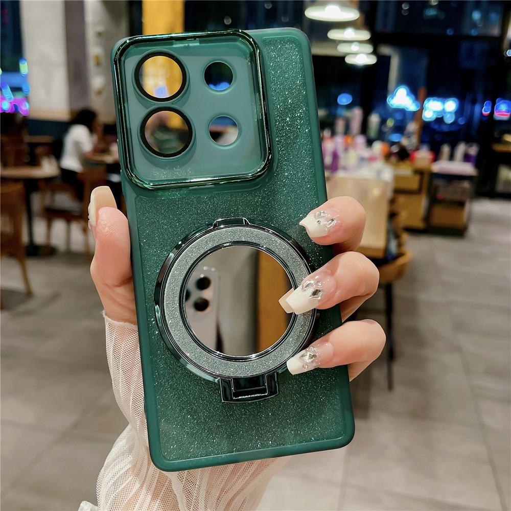 Зеркальный блестящий чехол с магнитным кронштейном для Xiaomi Redmi Note 13 Pro Plus Note13 4G 12S 12pro 5G Защитная пленка для объектива Силиконовая подставка-держатель