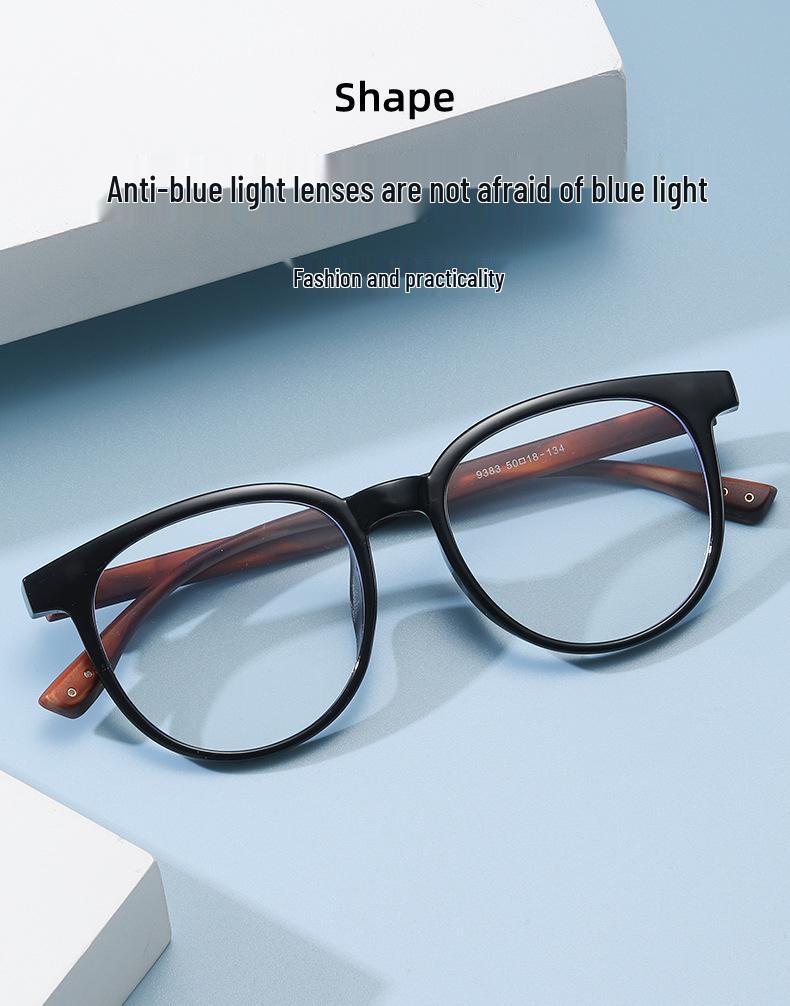 Ретро очки в японском стиле под дерево с черными оправами для мужчин и женщин, подходят для большого лица, с нулевой диоптрией