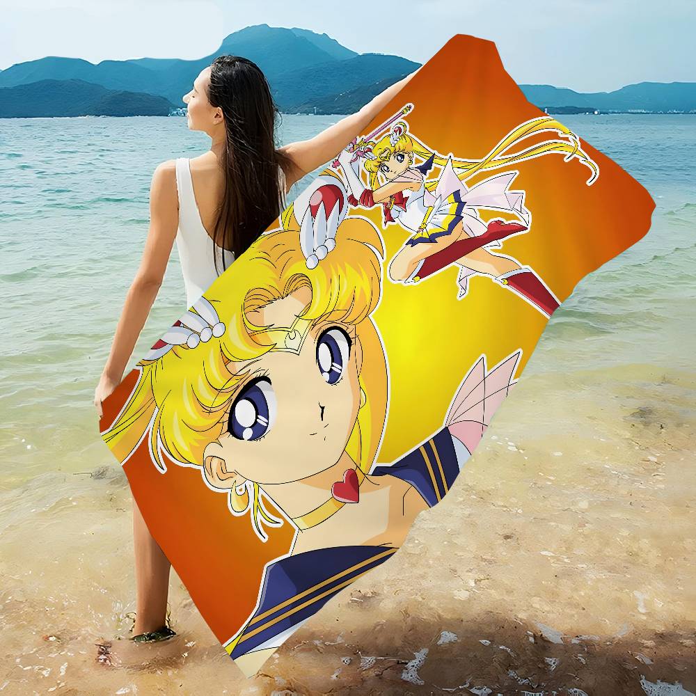 S-Sailor M-Moon Микрофибровое одеяло Быстросохнущие пляжные полотенца Большой размер Печать Супервпитывающее полотенце-одеяло для бассейна