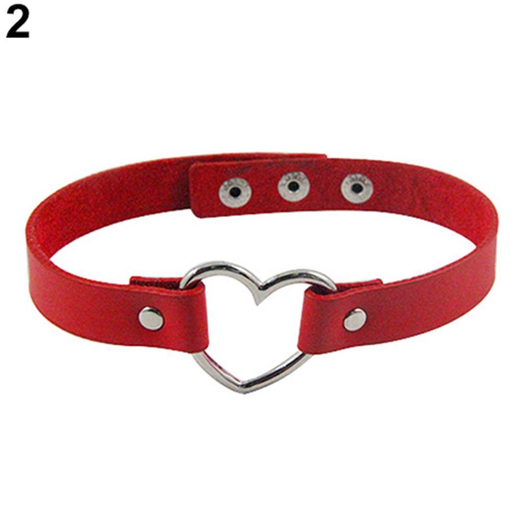 Женское кольцо в стиле панк с сердцем из искусственной кожи, воротник-колье, ожерелье, готическое ожерелье