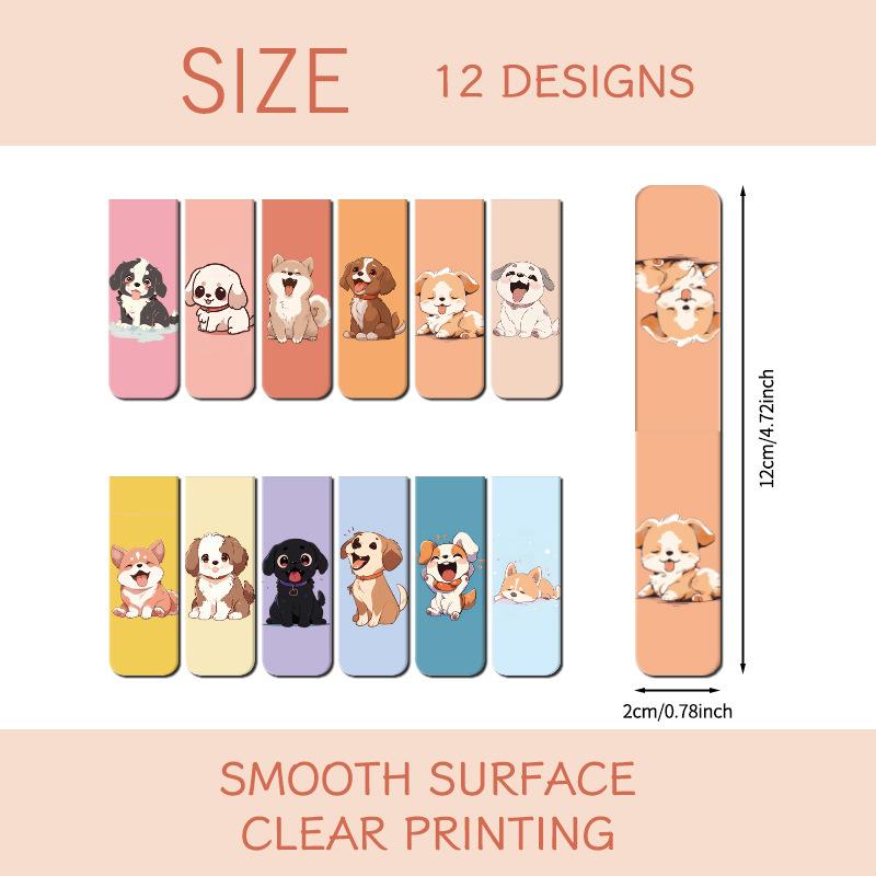 12 Pcs Style Magnetic Bookmarks with Various Patterns Magnetic Reading Bookmarks Page Clipping Marker
