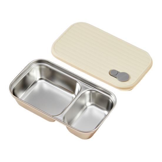 Stainless Steel Snack Containers 2 Compartment Lunch Box Leak-Proof Bento Box with Lids Reusable Food Storage Containers for Travel Camping Outdoor