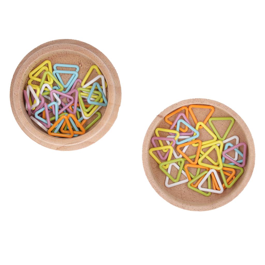 60Pcs Knitting Stitch Marker Triangle Colorful Locking Stitch Knitting Place Markers with Wooden