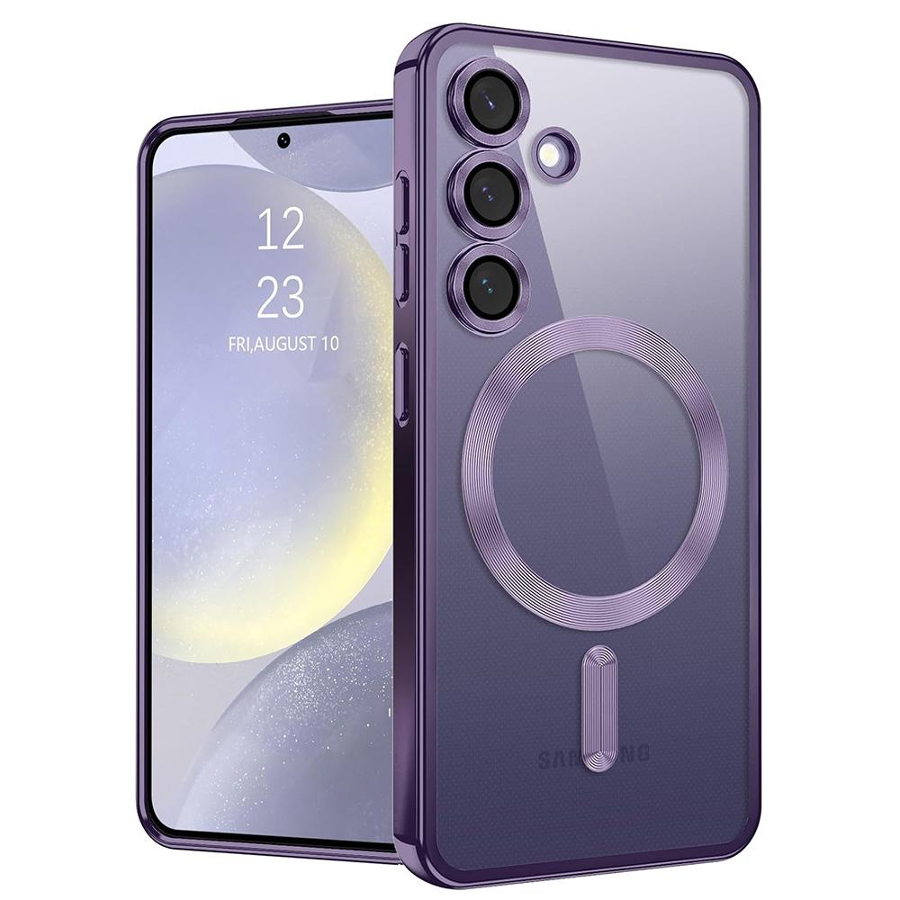 Роскошный Силиконовый Чехол С Блестками и Покрытием Для Samsung Galaxy S25 Edge S24 S23 S21 Fe S22 Ultra Plus Магнитный Magsafe Мягкий Прозрачный Чехол