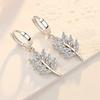 Korean 925 Sterling Silver Crystal Leaf Charm Stud Earrings For Women Girl Elegant Wedding Jewelry Eh1079