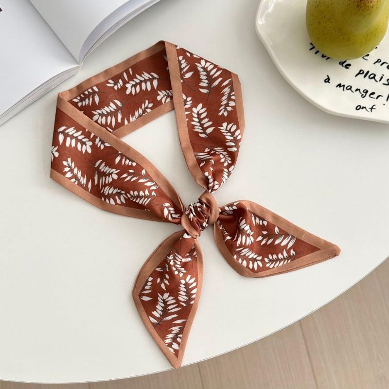 Silk Scarf Long Strip New Small Fresh Pastoral Headscarf Bow Headband Tied Bag Streamer Decorative Scarf Belt