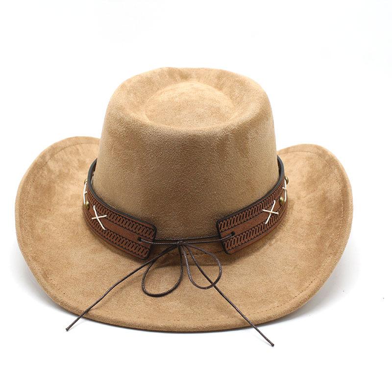 Western Cowboy Hat Suede Bullhead British Jazz Hat Men'S And Women'S Ethnic Hat Top Hat