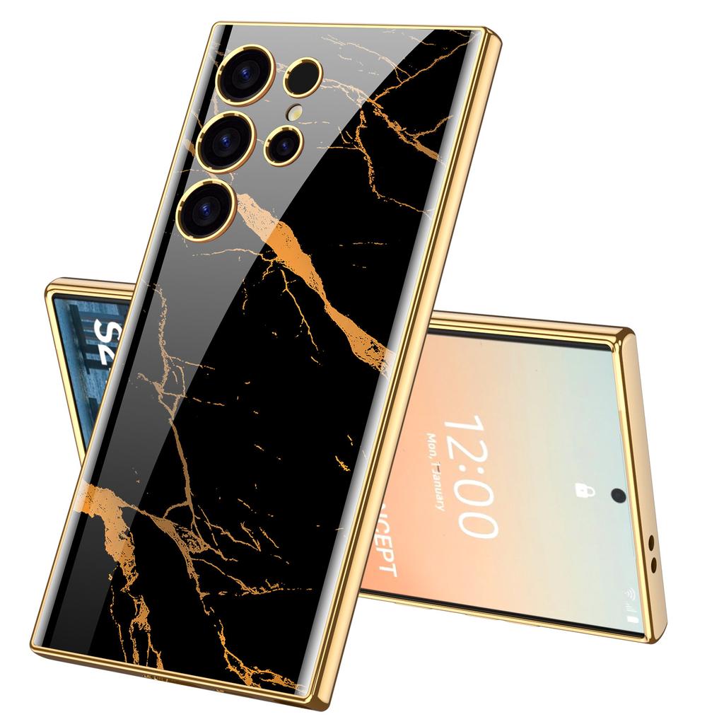 Для Samsung Galaxy S24 S23 Ultra Plus чехол роскошный гальванизированный окрашенный узор глянцевое стекло ударопрочный твердый чехол аксессуары