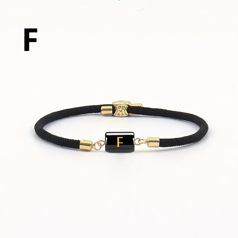 1PC-Z26 Double-Sided Bracelet with Uppercase English Letters, Adjustable Black Cord and Letters Perfectly Matched,