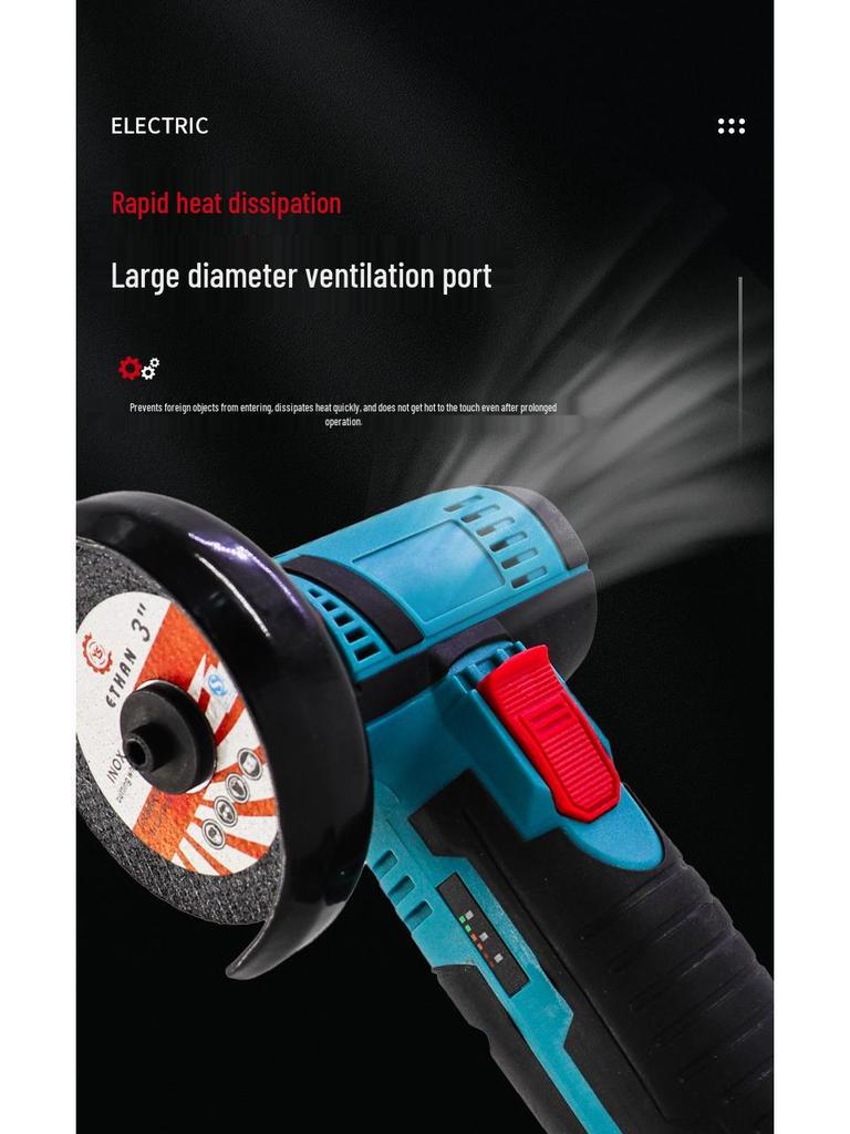 Беспроводная литиевая аккумуляторная мини-угловая шлифмашина: Компактный, многофункциональный режущий и шлифовальный инструмент с двигателем с коллектором из полированной меди