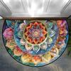 Красочный Этнический Стиль Цветочный Полукруглый Ковер Мягкий Нескользящий Декоративный Коврик 2D Печать Эстетичный Ковер для Спальни Балкона Прихожей