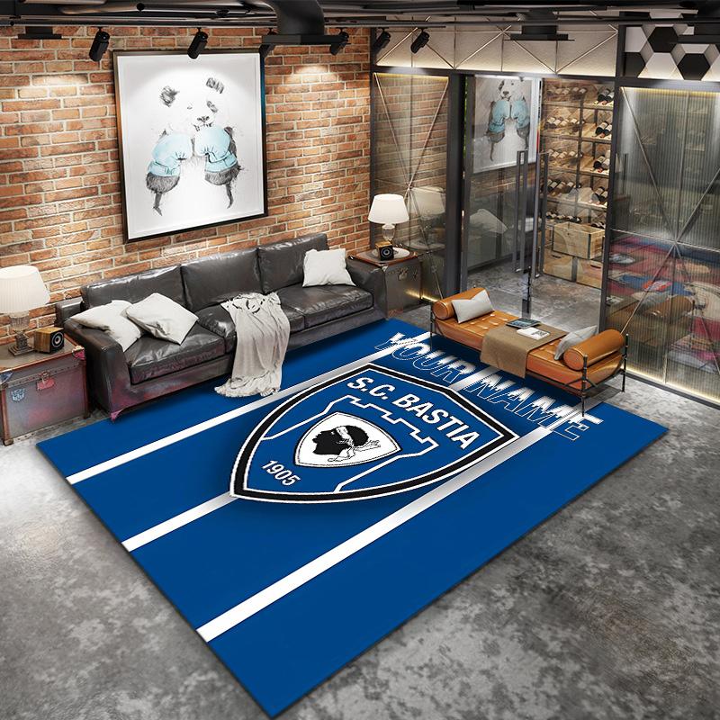 Bastia Crest Blue Custom Name Carpet Rug For Living Room Bedroom Home Sofa Decoration Kids Play Nonslip Floor Mat