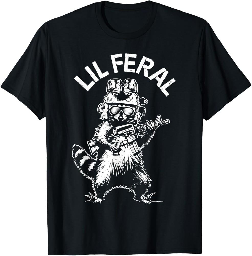 Lil Feral Funny Tactical Raccoon Military Law Enforcement Unisex T‑Shirt