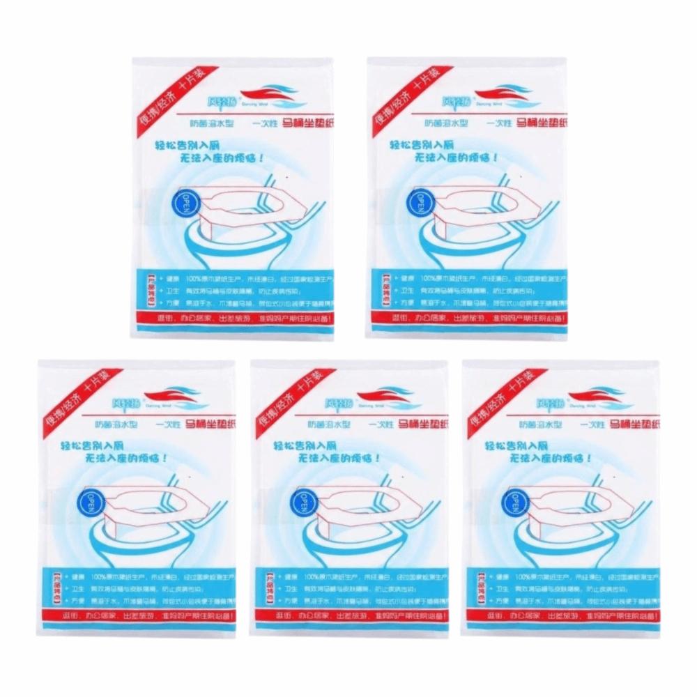 50 PCS Disposable Toilet Seat Covers 10pcs Per Pack Toilet Paper Pads Toilet Seat Mats Hotel