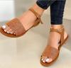 Модные летние женские плоские римские сандалии больших размеров, простые сандалии с ремешком на щиколотке, с низким верхом и открытым носком, Zapatos Mujer 2025 Тренд