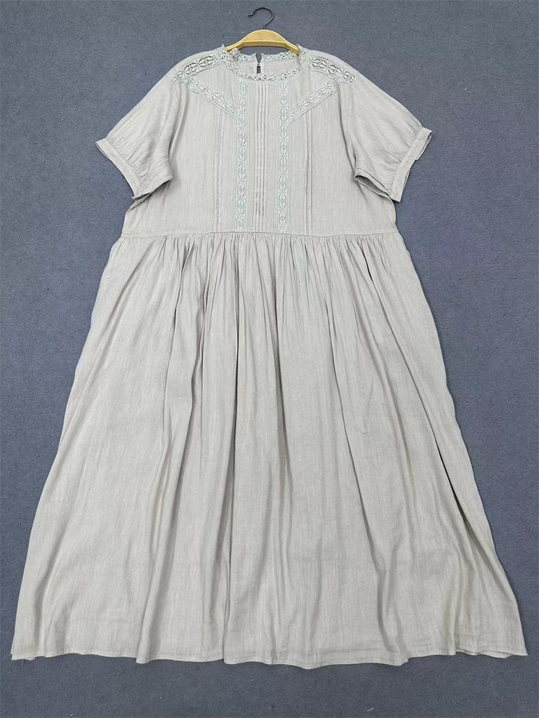 Johnature Летний дворец стиль свободная талия лоскутное кружевное платье женские винтажные однотонные платья с оборками