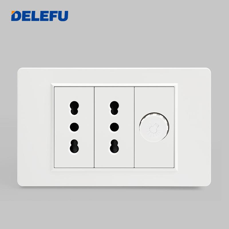 DELEFU Italian Standard White 118 Type Wall Switch Socket with USB + TYPE-C Socket Is Suitable for Hotels and Households.