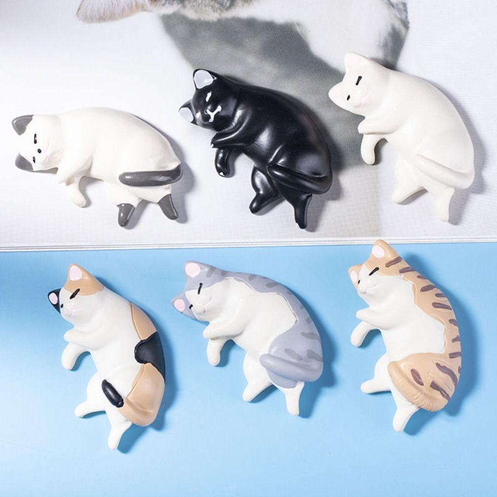 Cute Simulated Cat Fridge Ornaments Simulation Lazy Cat Miniatures Cat Resin Accessories Car