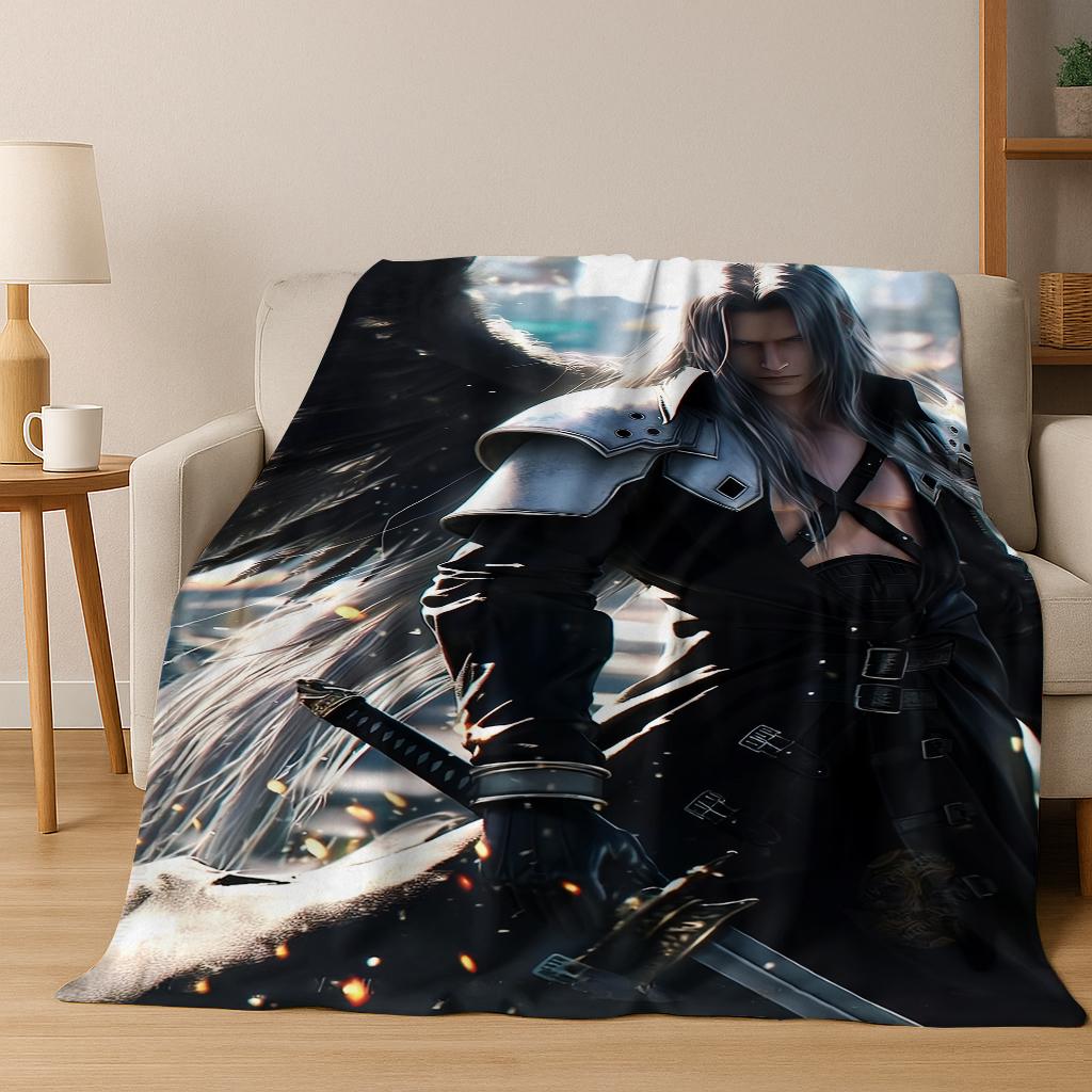 Мультяшное фланелевое одеяло Final Fantasy Сефирот Клауд Тифа, теплое и уютное мягкое покрывало для дома, спальни, кровати, дивана, ребенка