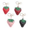 Studded Strawberry Car Keychain with Rivet Decoration PU Leather Key Ring Accessory Bag Pendant For Women Men