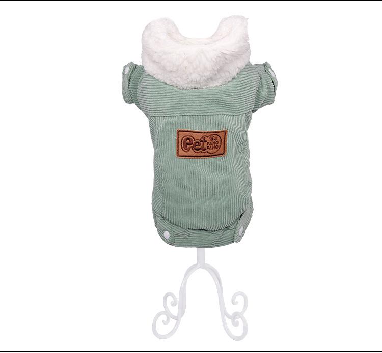 Утепленная вельветовая хлопковая куртка для щенков на осень/зиму - Плюшевая одежда для питомцев