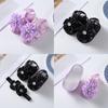 Summer Infant Girl's Sandals Newborn Crib Shoes Flower And Imitation Crystal Decoration with Headband Newborn Sandals