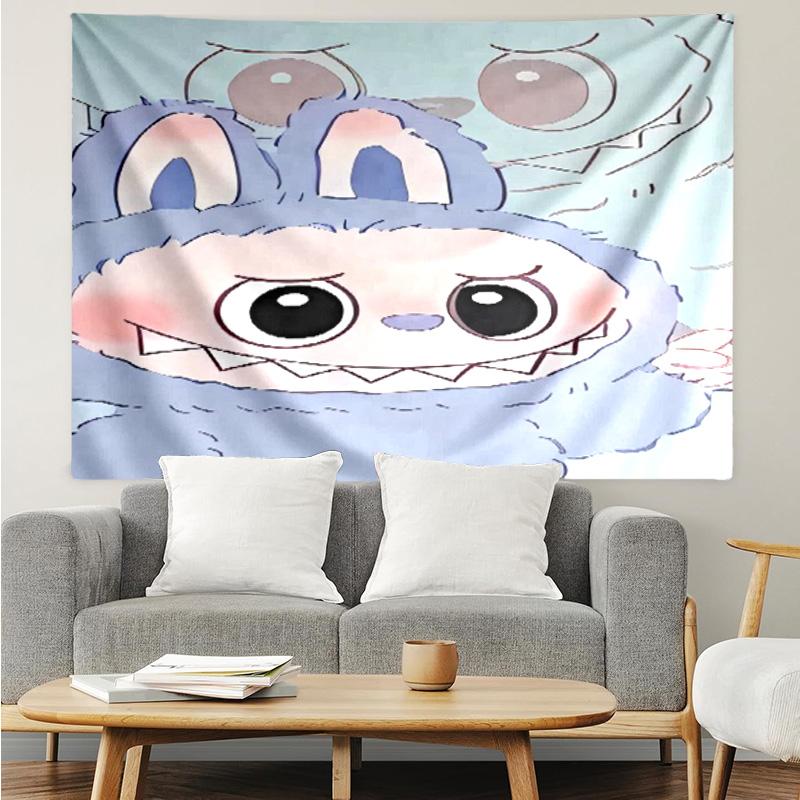 labubu Tapestry for Bedroom Aesthetic Classroom Tapestries Wall Hanging for Living Room Dorm Office,Ideal Creative Gift