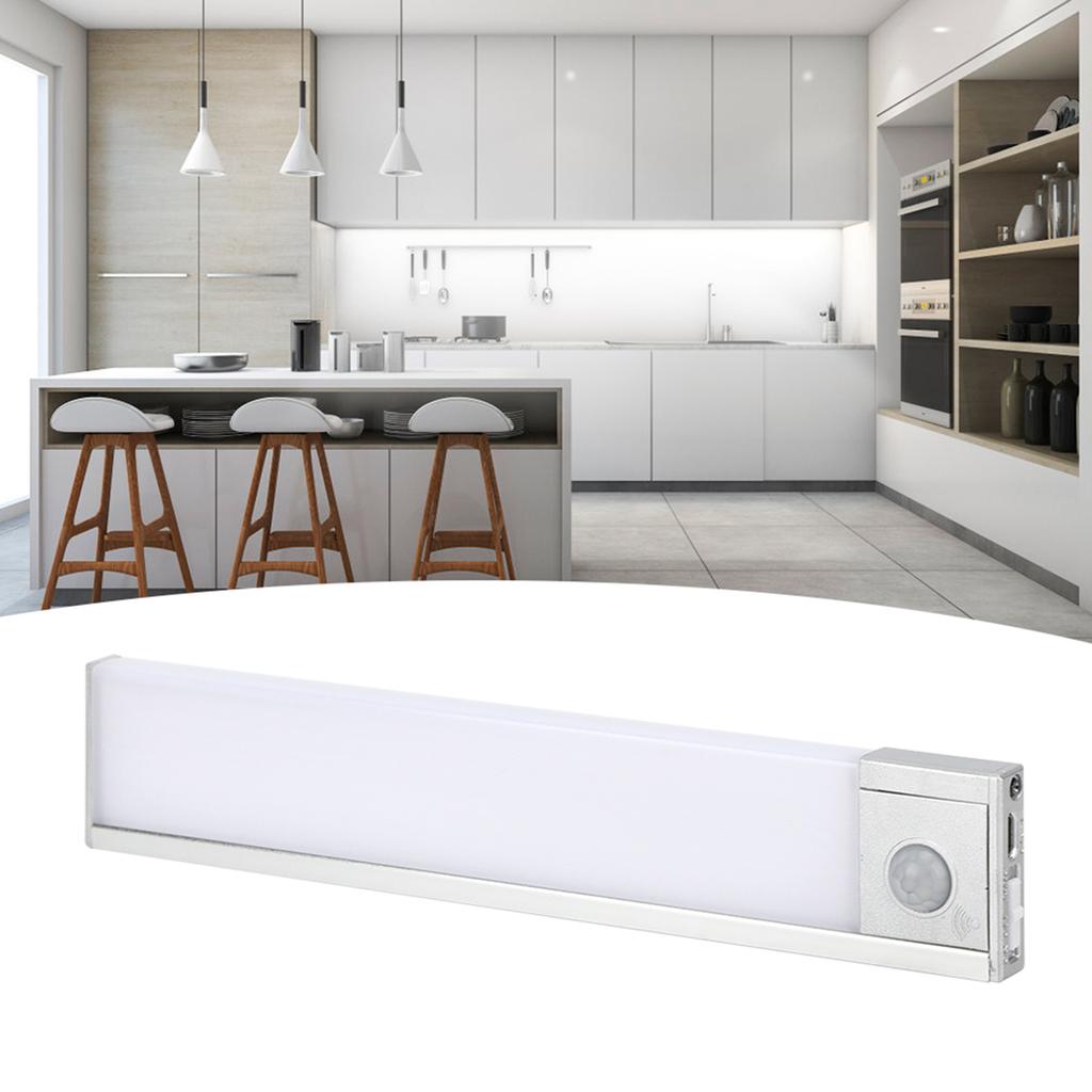 LED Body Motion Sensor Under Cabinet Light USB Charging for Kitchen Cupboard ClosetWhite Light