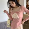 2KWEIRD Japanese Woman Tshirts Square Collar Tunic Summer Tees Fashion Irregular Crop Tops Casual Sweet Y2k T-shirt Shirts for Women