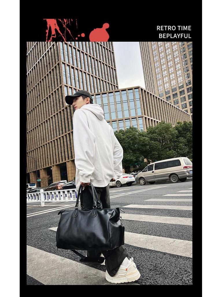 Ruiying Ретро Водонепроницаемая Унисекс Дорожная Сумка из ПУ Кожи - Большая Вместимость для Спортзала и Ручная Кладь для Самолета