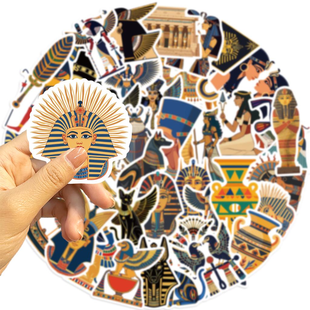 50 мультяшных наклеек с древнеегипетскими граффити, декоративные для гитары, ноутбука, чемодана, DIY, водонепроницаемые