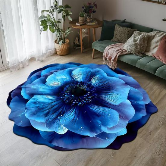3D Flower Bathroom Rug Anti-Slip Absorbent Floor Mat Realistic Flower Area Rug for Entrance Living Room Bathroom Bedroom